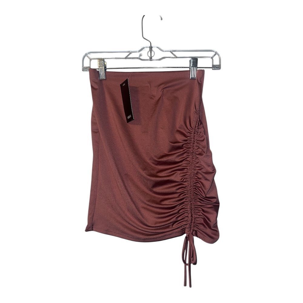 21 Saints Mauve Ruched Bodycon Mini Skirt, Small